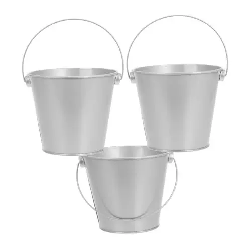 Produktbild: Cabilock Zinn Vorratseimer Stifteimer Aus Metall Mini-gießkanne Kleiner Blecheimer Pommes-Eimer Eimer Kleiner Metalleimer Mit Henkel Süßer Eimer Verzinkte Wanne Mini-Eimer Silver Eisen