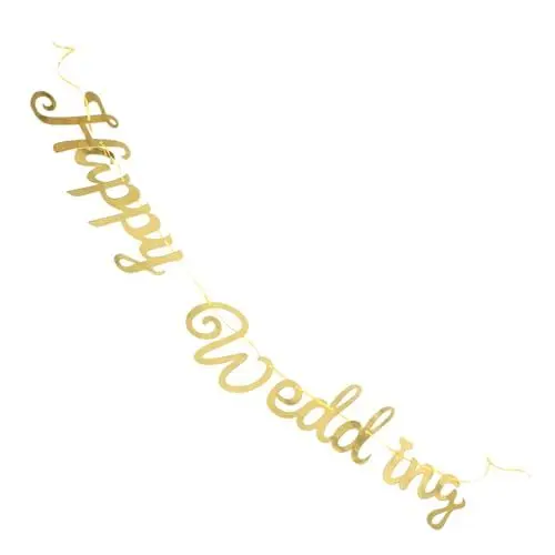 Produktbild: Cabilock Hochzeitsbanner Zum Aufhängen Happy Wedding Paillettenpapier Dekorative Flagge Verlobungsdekoration Banner Für Party