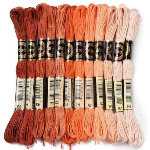 Produktbild: CABODYALS 12 Strang 105 Yards 6 Fädig Buntes Stickgarn Orange Farbverlauf Crewel Freundschaftsarmband Schnur Kreuzstichgarn Garnfaden Für Die Schmuckherstellung Handnähen Nähen Basteln DIY