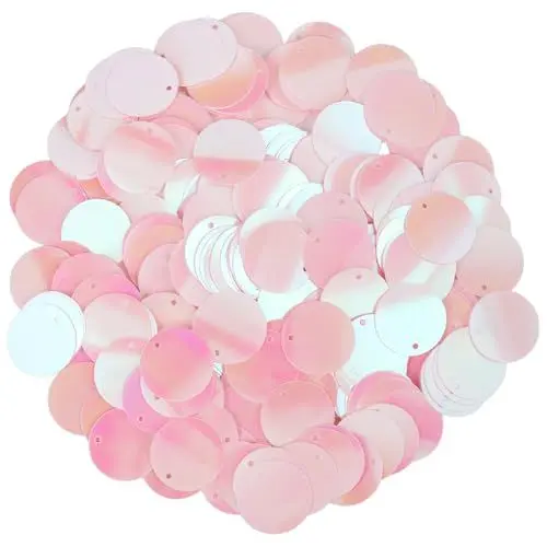 Produktbild: CABODYALS 380 Stück 20mm Rosa Flache Pailletten Runde Pailletten Kunststoff PVC Schillernde Glänzende Glitzer Pailletten Lose Pailletten Perlen Zum Nähen Basteln DIY Sticken Verzierungen