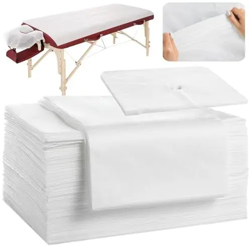Produktbild: CACAZI Massage-Gesichtswiegenbezüge, 100 Stück Einweg-Gesichtsauflagen-Abdeckungstücher aus weichem Vliesstoff für Massagetisch- und Massagebank-Kopfstützen (50+50Pcs)