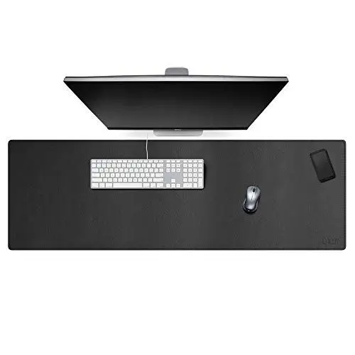 Produktbild: Cacoy 120x40 cm Schreibtischunterlage Leder, Office Schreibunterlage Unterlage Schreibtisch, Großes Gaming-Mauspad Tastatur Unterlage Schreibtisch Zubehör für Büro und Home, Schwarz