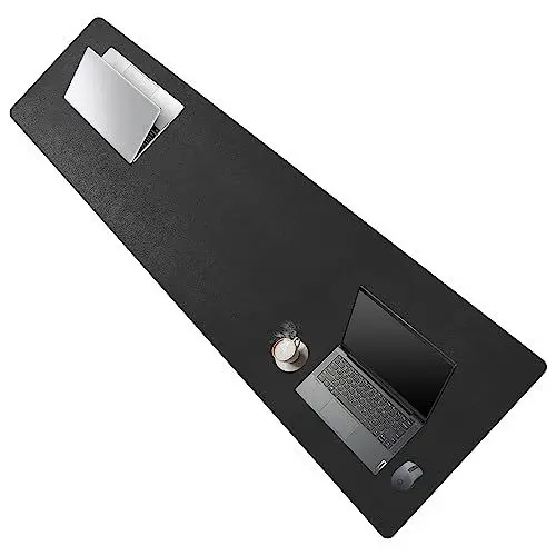 Produktbild: Cacoy 180x40 cm PU-Leder Schreibtischunterlage, Groß Gaming-Mauspad XXL, Doppelseitige Schreibtischmatte, Wasserdichte Tischunterlage, Erweitertes Büro Schreibunterlage (Schwarz)