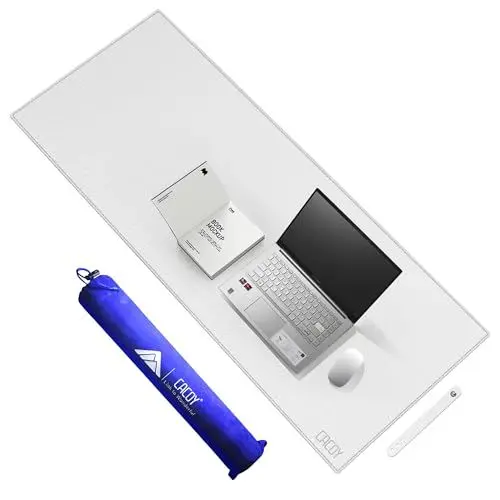 Produktbild: Cacoy 120x50cm Schreibtischunterlage aus Leder, Verlängertes Gaming-Mauspad, Wasserdichte Schreibtischmatte, Erweitertes Tischunterlage Unterlage Schreibtisch für Laptop und Tastatur, Weiß
