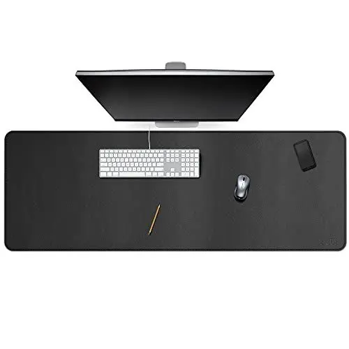 Produktbild: Cacoy 150x50 cm Schreibtischunterlage aus Leder, Office Mauspads, Groß Gaming-Mauspad XXL, Wasserdichte Leder Tischunterlage Unterlage Schreibtisch, Multifunktions Büro Schreibmatte (Schwarz)