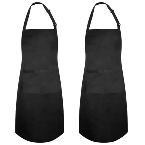 Produktbild: cactusgirl 2-Stück Kochschürze -kochschürze herren damen - wasserdichte Schürze mit 2 großen Taschen - verstellbare Schürze mit langen Trägern - zum Kochen, Grillen, Malen und mehr