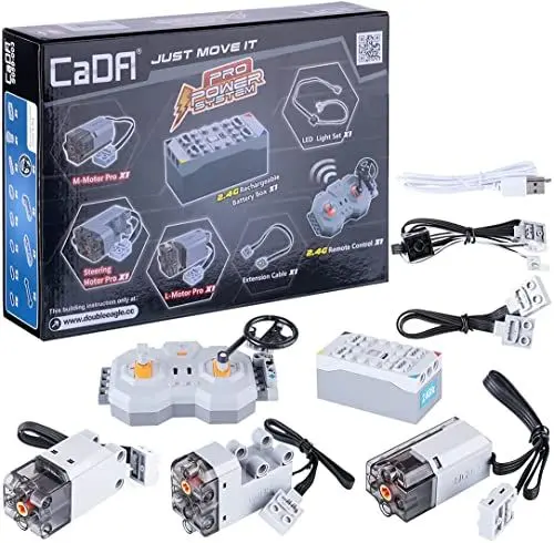 Produktbild: CaDA System PRO HighSpeed inkl. 3 Motoren, LED, Akku-Box & 2.4Ghz Fernsteuerung (kompatibel mit vielen Modellen & Lego Functions), S059-003, grau