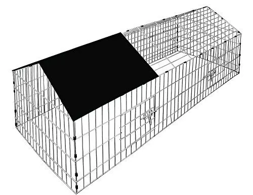Produktbild: CADOCA® Freilaufgehege 180x75x75cm Sonnenschutz Auslauf Garten Kaninchenstall Hasenstall Kleintierauslauf Dachstoff Schwarz
