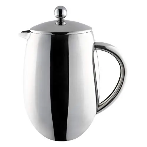 Produktbild: Café Olé Doppelwandiger, Bauchiger Kaffeebereiter aus hochwertigem Edelstahl 18/10 – Hochglanzpolitur, 8 Mokkatassen, 1000ML, 1L