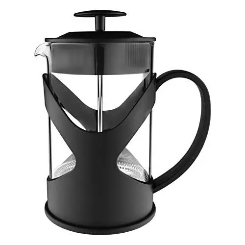 Produktbild: Café Olé XMP-03F Kaffeebereiter Kaffeepresse aus Kunststoff und Glas – Schwarz, Tamper aus Edelstahl, 350ML, für 3 Mokkatassen geeignet, 350 milliliters