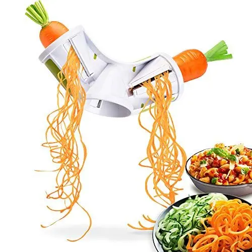 Produktbild: Cafendi | Spiralschneider - 3in1 Hand Spiralschneider für Gemüsespaghetti - Gemüsehobel für Karotte, Zucchini, Gurke, Kartoffel & Gemüsespaghetti
