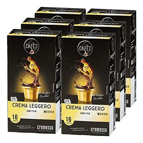 Produktbild: Cafet für Cremesso, Kaffekapseln Crema Leggero 96 Stück (6 x 16 Stück)