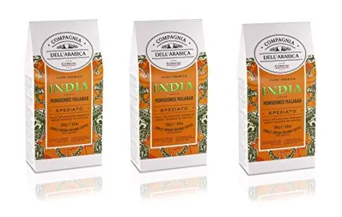 Produktbild: Caffè Corsini - Kaffee Gemahlen 3x250g Compagnia Dell'Arabica Indie Mousson Malabar, Einzelner Ursprung, Gewürz, insgesamt 750g
