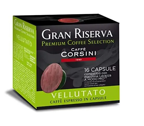 Produktbild: Caffè Corsini - 96 Lavazza A Modo Mio Kompatibel Kapseln, Samtiger Espresso, 6 Packungen mit 16 Kapseln, Insgesamt 96 Einheiten