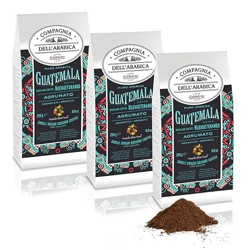 Produktbild: Caffè Corsini - Kaffee Gemahlen 3x250g Compagnia Dell'Arabica Guatemala Huehuetenango, Einzelner Ursprung, Zitrusfrüchte, 750g Gesamt