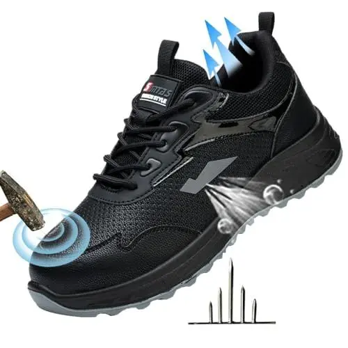 Produktbild: CaiHmnsa Arbeitsschuhe Herren Damen Leicht Schweißerschuhe Safety Shoes for Schweißer Sicherheitsschuhe Herren Atmungsaktiv Anti-Smashing Anti-Piercing(B,EU37)