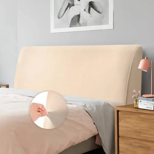 Produktbild: Caijin Bettkopfteil Hussen Bett Kopfteil Bezug, Weicher Strecken Samtstoff Staubdicht, Staubdichte Schutzhülle für gepolsterte Schlafzimmer Kopfteil, Samt Stoff (180-200 cm（Cal King）, Kamel)