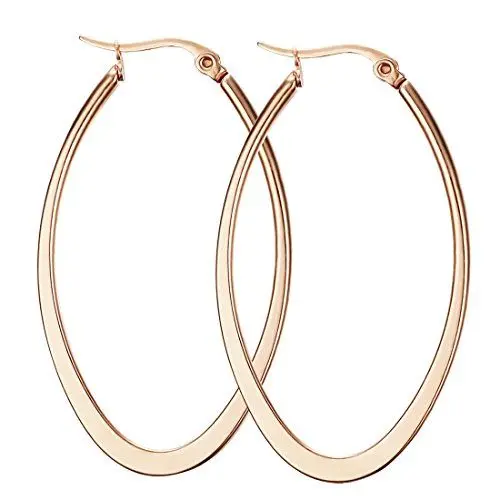 Produktbild: Caimeytie Oval Ohrringe Damen Creolen Edelstahl Roségold
