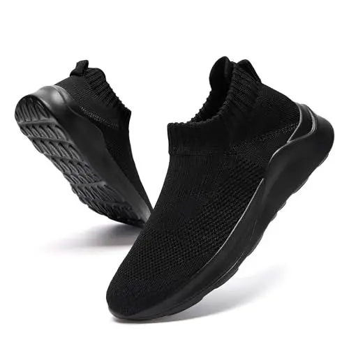 Produktbild: CAIQDM Damen Schuhe Slip On Sneakers Turnschuhe Laufschuhe Walkingschuhe Mesh Leichtgewichts Atmungsaktiv Schwarz 37 EU