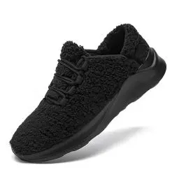 Produktbild: CAIQDM Damen Winter Sneaker Warme Mode Turnschuhe Outdoor Plüsch Sportschuhe Walking Laufschuhe Freizeitschuhe Komfortabel Weich Schwarz 39 EU