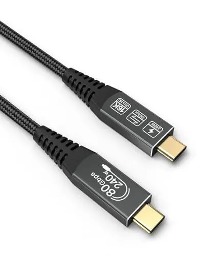 Produktbild: CAKOBLE Thunderbolt 5 kabel 1m,80Gbps Datenkabel, 16K/ 8K Videoübertragung,240W Ladekabel USB5 Kompatibel mit Thunderbolt 4,Thunderbolt 3 USB 4 für Hub,Dock,M2, M3,SSD,eGPU,Laptops,Display,Monitor