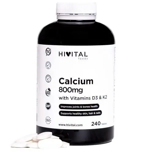 Produktbild: Calcium 800 mg mit Vitamin D3 und K2. 240 Tabletten für 4 Monate. Calciumcarbonat mit den Vitaminen K2 MK7 und D3. Hergestellt von HIVITAL