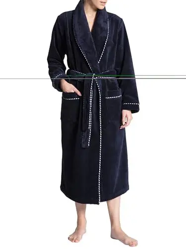 Produktbild: CALIDA Cosy Shower Frottee-Bademantel mit Schalkragen, 120cm Damen, innen sehr saugfähig, außen kuschelig weich, mit Gürtelschlaufen und zwei aufgesetzten Taschen