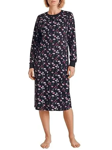 Produktbild: CALIDA Midnight Love Langarm-Nachthemd Damen, Länge 110cm, aus 100% Dicker Baumwolle