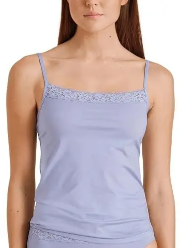Produktbild: CALIDA Natural Comfort Lace Spaghetti-Top Damen, Funktionelles Spaghetti-Top mit Spitze am Ausschnitt, verstellbare Träger