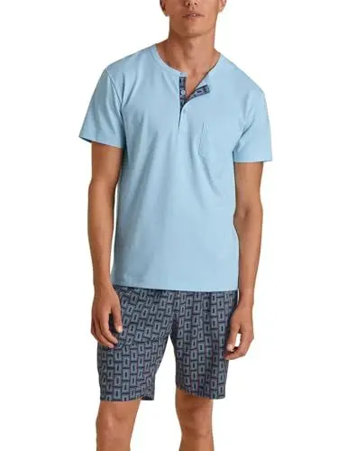 Produktbild: CALIDA Relax Imprint Kurz-Pyjama Herren, aus 100% Baumwolle, pflegeleicht, elastisch und formstabil, in Single Jersey