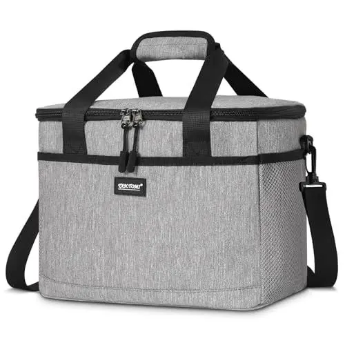 Produktbild: CALIYO Kühltasche 15L Faltbar & Tragbar mit Reißverschluss - Lunch Bag für Herren und Damen, Isolierte Lunchtasche für Arbeit, Schule, Picknick, Reisen - 3 Größen: 8,5 L / 15 L / 24 L (Grau)