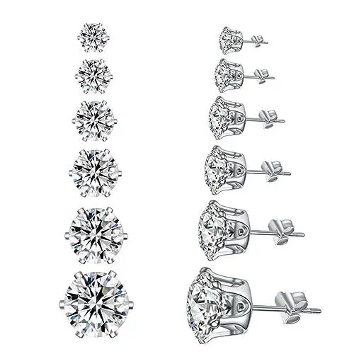 Produktbild: CALLARON 2 Sets Schicke Zirkonia-ohrringe Ohrstecker für Damen Kreativer Ohrstecker Modischer Ohrhänger Leicht und Bequem für Den Täglichen Gebrauch 6 Paar
