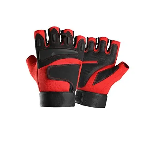 Produktbild: CALLARON Herren Halbfinger Fahrradhandschuhe Rot Größe M Halbfinger Schutz Robuste Handschuhe