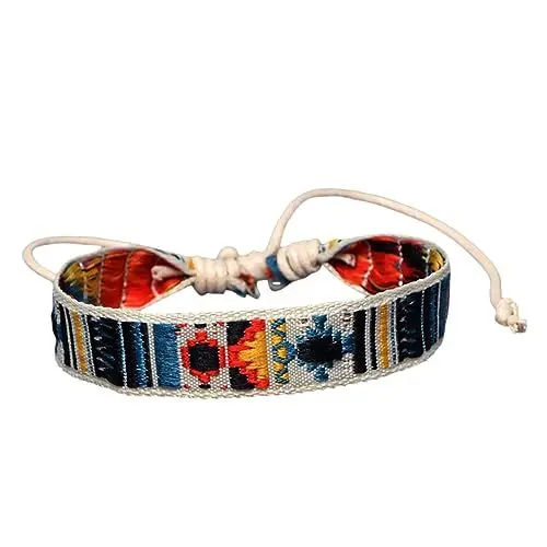 Produktbild: CALLARON 1stk Besticktes Ethnisches Armband Kordeln Armbänder Armreifen Für Damen Armbänder Für Frauen Ethnischer Schmuck Stoff-wollelet Hand Fräulein Jahrgang Band Baumwollseil Nepal