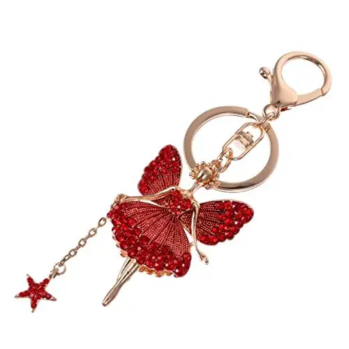 Produktbild: CALLARON 1stk Schlüsselanhänger Schmetterlinge Autoverzierung Fee Hängende Figur Geschenke Fürs Auto Schmetterlings-Engel-anhänger Diamant-Engel-Charms Autoschlüssel Metall Strasssteine