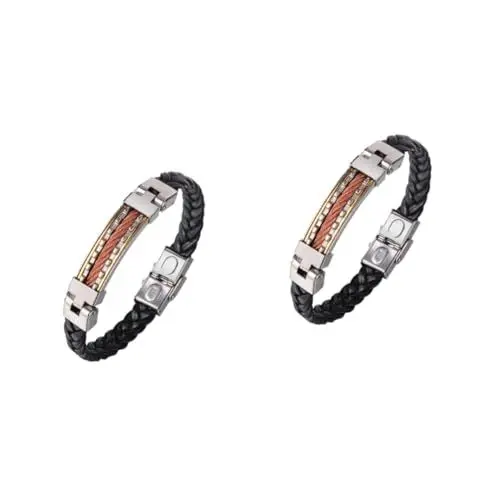 Produktbild: CALLARON 2St Mann Armband modisches Armband Edelstahlarmbänder für Herren geflochtenes armband herren verstellbares Armband Kreuz Armband Metallarmband für Männer Produkt Schmuck Rohstoffe