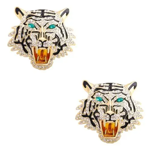 Produktbild: CALLARON 2St Tiger Brosche goldene Strasskette Strass Halskette Schalbrosche Halsketten eine Halskette Anzug Reversnadel Schalnadel Pullover Rucksack Jacke Stift Männer und Frauen Abzeichen