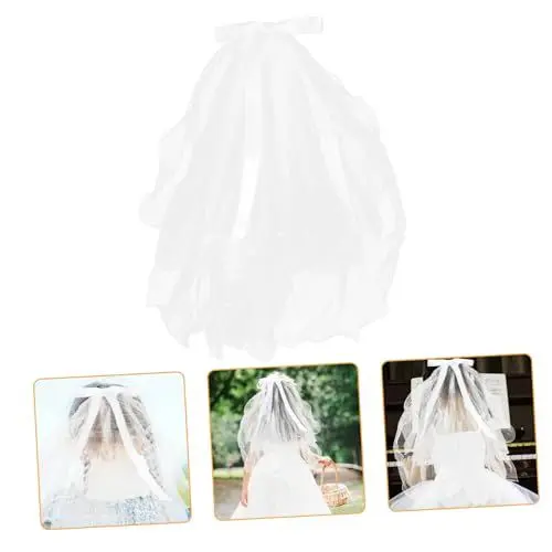 Produktbild: CALLARON 2st Hochzeitskleider Hochzeitsschleier Kommunion Schleier Elfenbeinfarbene Blumenmädchenkleider Hochzeitsschleier Für Mädchen Haarschmuck Prinzessin Weiß