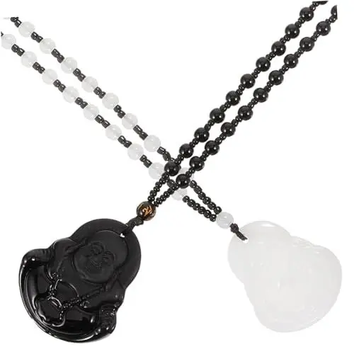 Produktbild: CALLARON 2 Stück Buddha-kettenhalskette Halskette Mit Für Herren Und Damen Klobige Schmuckkette Für Damen Modeschmuck-halskette