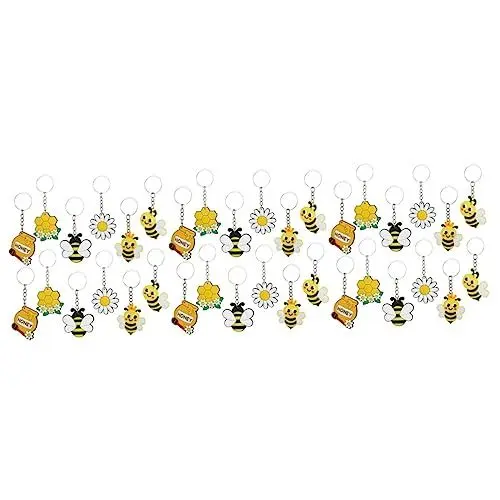 Produktbild: CALLARON 36 STK Schlüsselanhänger Gastgeschenke 5 Ballon Gänseblümchen Ballons Dekorationen Für Die Mama-zu-Baby-dusche Honigtöpfe Für Die Babyparty PVC Mutter Biene Taschenanhänger