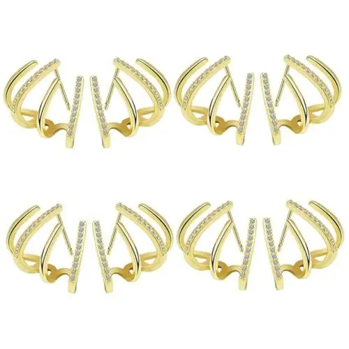 Produktbild: CALLARON 4 Paare Diamantohrringe Kristallohrringe Diamant-Ohrhänger für Damen Schmuck für Frauen Ohrringe golden Strass-Ohrringe Ohrstecker Damen Ohrringe Mode Nadel aus 925er Silber Kupfer