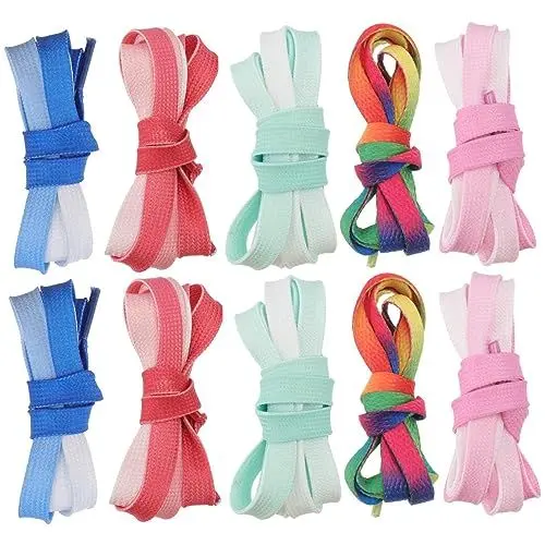 Produktbild: CALLARON 5 Paare Schnürsenkel Mit Farbverlauf Weiße Turnschuhe Schuhschnürsenkel Modische Turnschuhe Schnürsenkel Für Turnschuhe Schnürsenkel Für Sneaker Dekorative Schuhe Polyester Mode