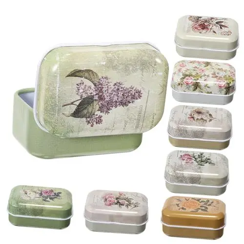 Produktbild: CALLARON 8 Stück Boxen Schmuckkästchen 6 x 4 x 2,5 cm Blechdosen Mit Klappdeckel Kleine Metalldosen Dekorative Dosen Schmuckkästchen Dekorative Boxen Mit Deckel