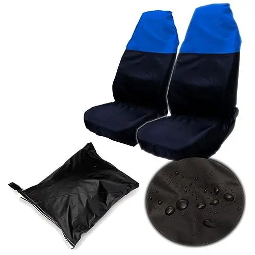 Produktbild: CALLARON Autositzüberzug 2st Autositzbezüge Schwarz Blau Universal Sitz Staubschutz