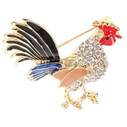 Produktbild: CALLARON Elegante Broschen Für Frauen Zinklegierung Hahn Pin Mode Kleidung Dekorative Breastpin
