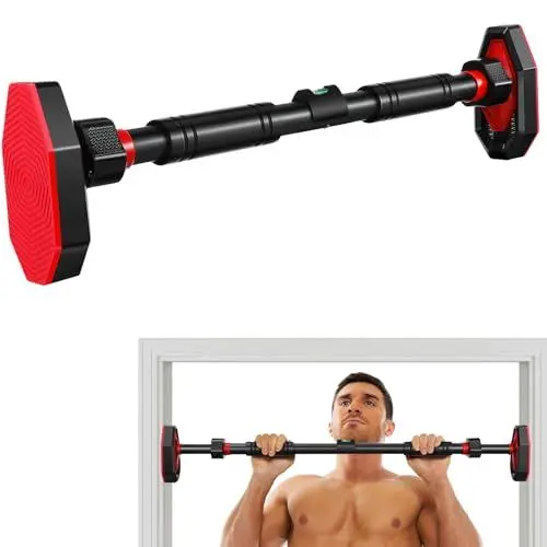 Produktbild: CALLARON Klimmzugstange Türrahmen, Pull Up Bar 65-100cm verstellbare Klimmzugstange, Teleskop-Krafttrainingssystem, Tragbare Klimmzugstanges aus Stahl für den Türrahmen mit max. 200 Kg