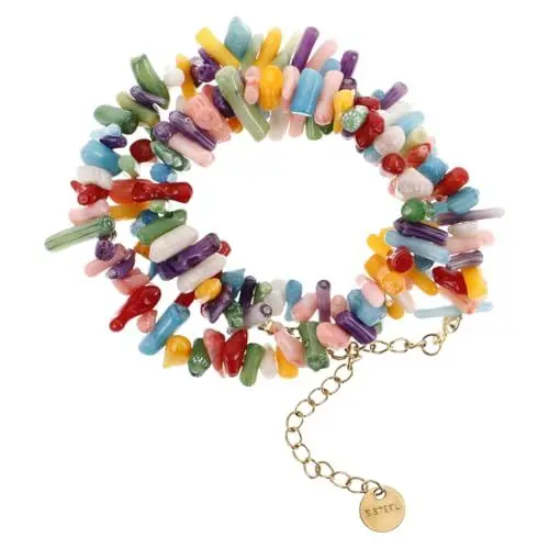 Produktbild: CALLARON Korallenhalskette im Strandstil - Handgefertigte Bunte Perlen Hawaii-Halskette, Rote Perlenkette Boho-Strandkette mit Meeresthema für Damen & Mädchen