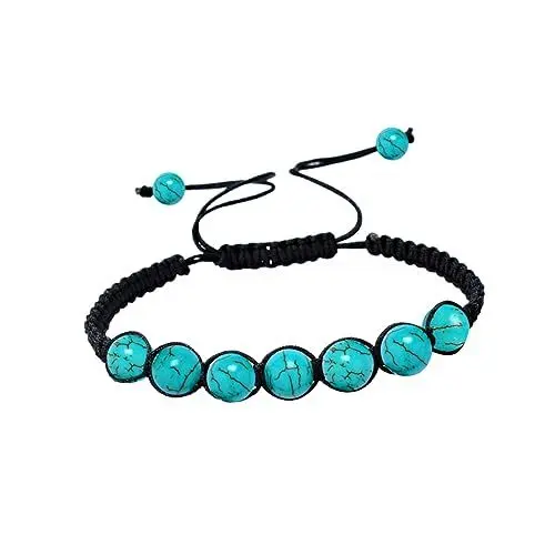Produktbild: CALLARON Modisches Geflochtenes Armband Aus Naturstein Perlenschmuck für Damen und Herren Energiegeladen Bequem Türkis