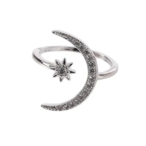 Produktbild: CALLARON Star Für Damen Verstellbarer Silberring Mit Zirkonia Kreativer Fingerring Für Mädchen Eleganter Schmuck Für Besondere Anlässe Als Für Freundinnen Oder Sich Selbst