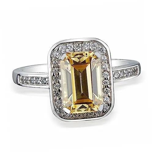 Produktbild: CALLARON Verstellbarer Gelber Rhinestone-ring Für Damen Offener Eleganter Vorverlobungsring Als Modisches Accessoire Für